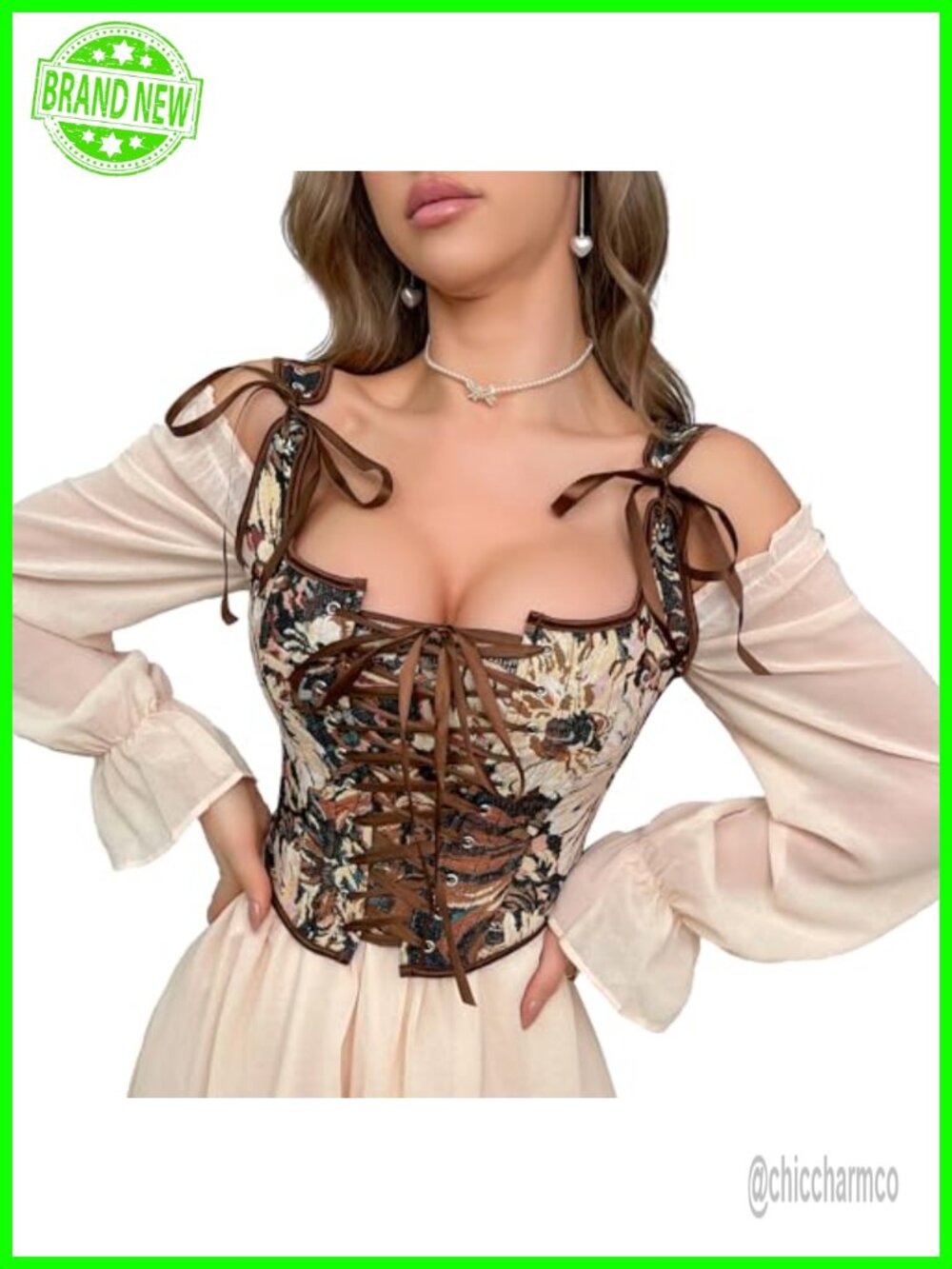 Renaissance Floral Bodice Corset Top Gothic Steampunk Bustier Women's